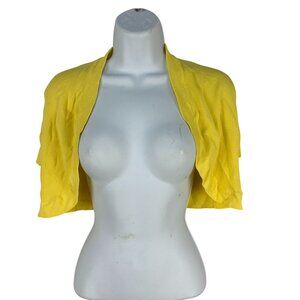 Cato Size XS Womens Yellow Short Sleeve Open Front Shrug Cardigan Knit